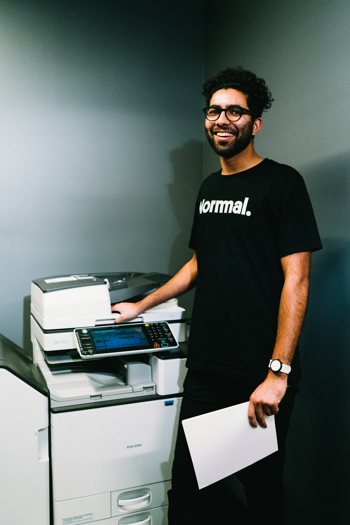 1 Normal standing by a copy machine